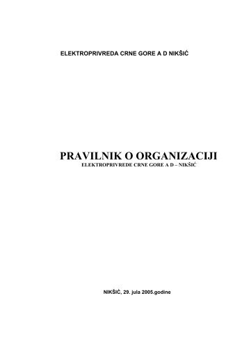 pravilnik o organizaciji elektroprivrede crne gore ad – nikšić