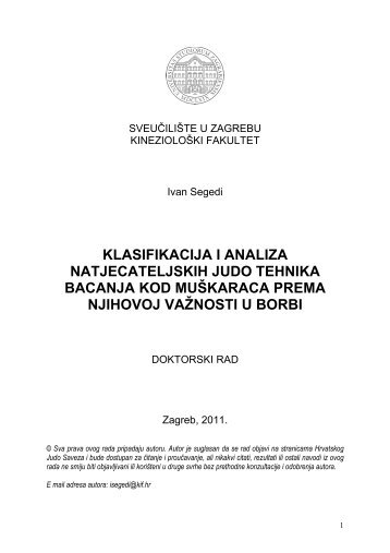 klasifikacija i analiza natjecateljskih judo tehnika bacanja kod ...