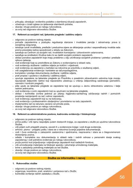 Pravilnik o organizaciji i sistematizaciji radnih mjesta - Željeznički ...