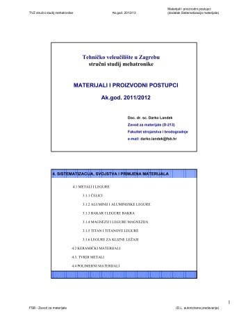 MATERIJALI I PROIZVODNI POSTUPCI Ak.god. 2011/2012 ... - Fsb