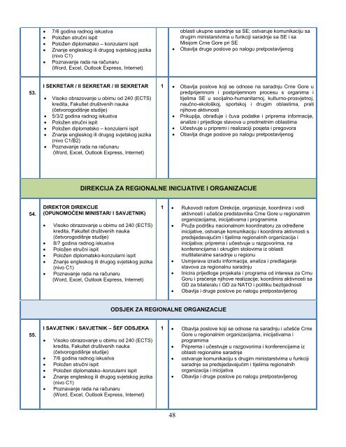 Pravilnik o unutrašnjoj organizaciji i sistematizaciji Ministarstva ...