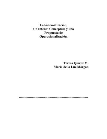 La Sistematización, Un Intento Conceptual y una Propuesta de ...