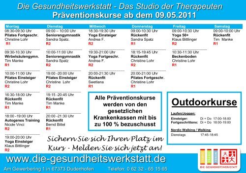 Die Gesundheitswerkstatt - Das Studio der Therapeuten