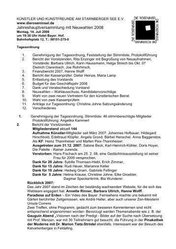 Jahreshauptversammlung mit Neuwahlen 2008 - Die Roseninsel