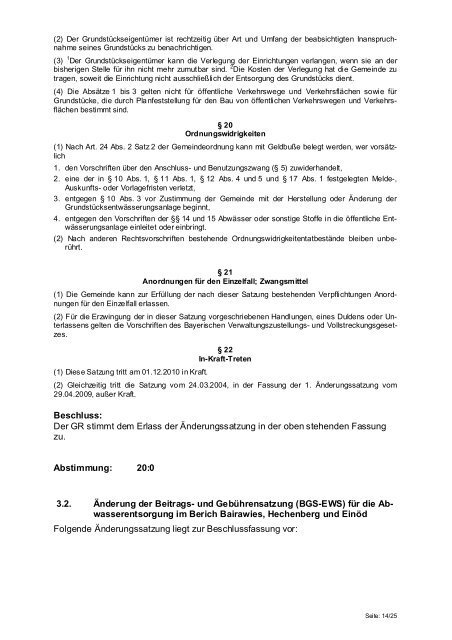 Öffentliche Niederschrift - Gemeinde Dietramszell