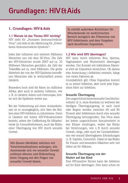 Informationsbroschüre zum Schutz vor HIV - Deutsches Institut für ...