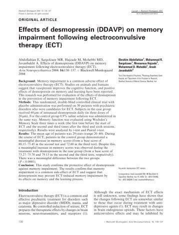 Effects of desmopressin (DDAVP) on memory impairment following ...