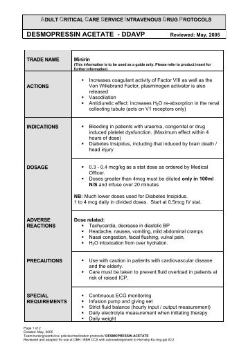 Desmopressin (GWAHS) - Intensive Care & Coordination Monitoring ...