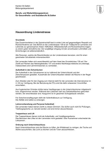 Hausordnung Lindenstrasse - Berufs- und Weiterbildungszentrum ...