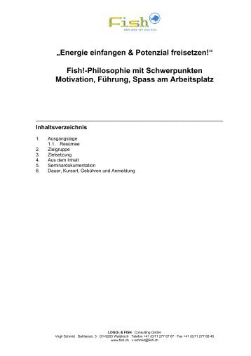 „Energie einfangen & Potenzial freisetzen!“ Fish!-Philosophie mit ...