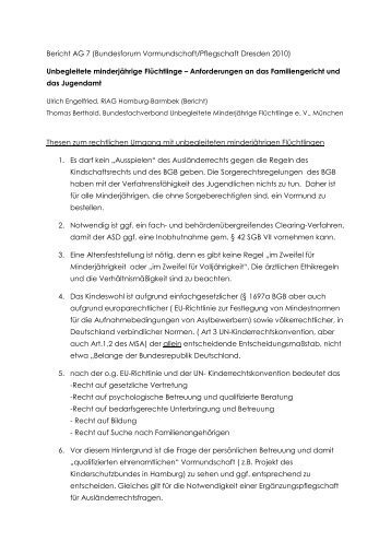 Bericht AG 7 (Bundesforum Vormundschaft/Pflegschaft Dresden 2010 ...