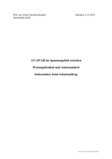 Kunkel, AV/AP/AB im Spannungsfeld zwischen Weisungsfreiheit und ...