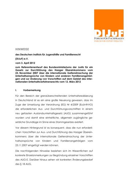 DIJuF-Hinweise vom 3. April 2012 zum Referentenentwurf des ...