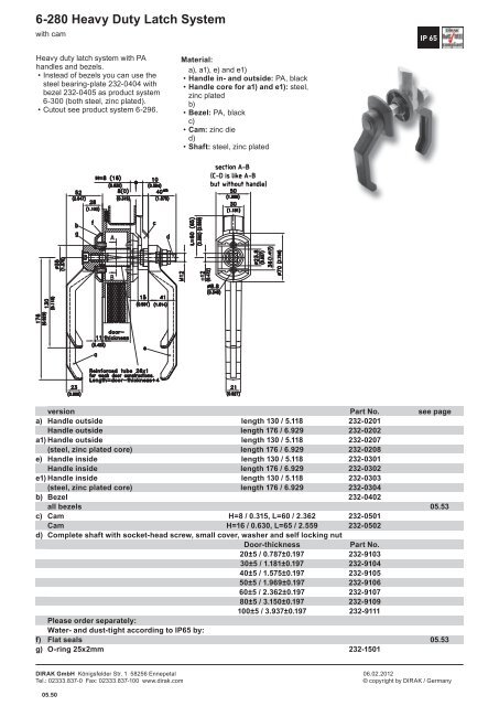 6-280 Heavy Duty Latch System - Dirak