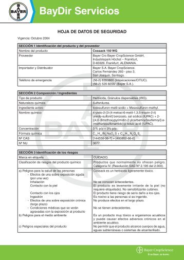 Cossack 150 WG - Bayer CropScience Chile