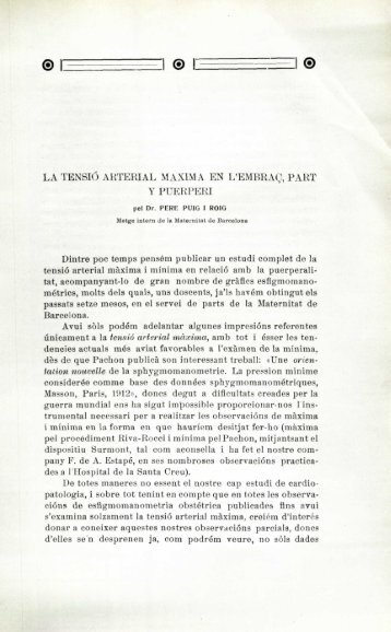 La tensió arterial màxima en l'embraç, part i puerperi