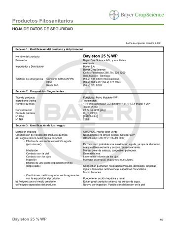 Bayleton 25% WP - Bayer CropScience Chile