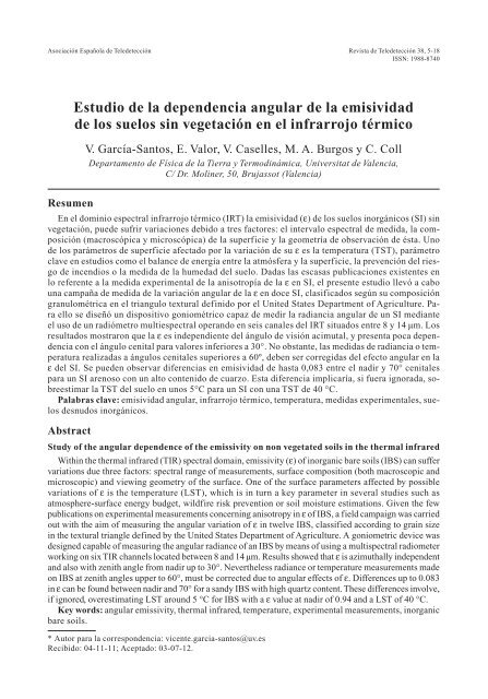 Estudio de la dependencia angular de la emisividad de los suelos ...