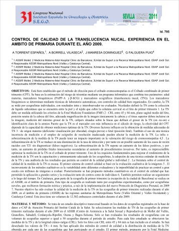 control de calidad de la translucencia nucal. experiencia en ... - Sego