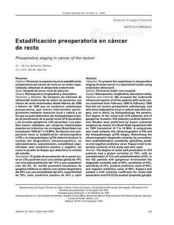 Estadificación preoperatoria en cáncer de recto