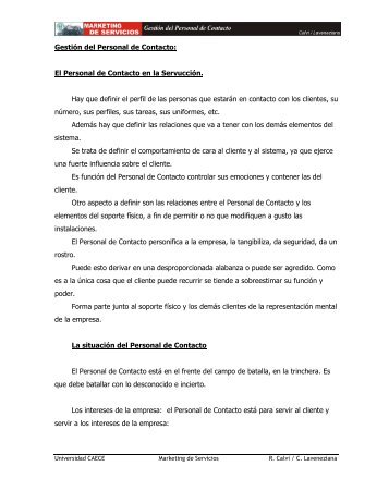 Gestión del Personal de Contacto - Asesores de Gestión