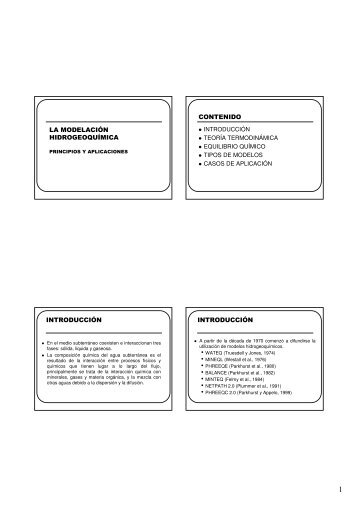 LA MODELACIÓN HIDROGEOQUÍMICA CONTENIDO ...