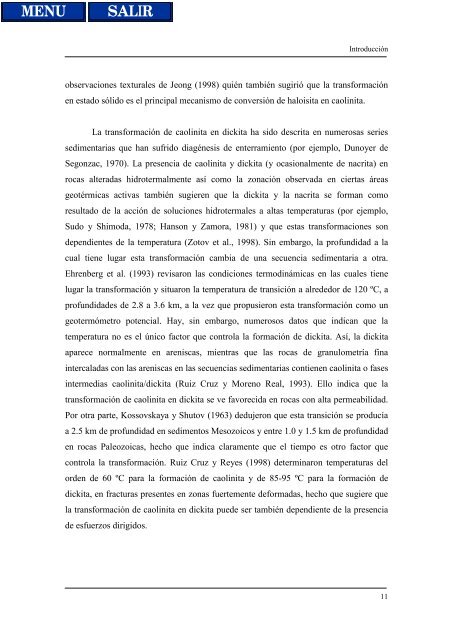 transformaciones hidrotermales de la caolinita - Biblioteca de la ...