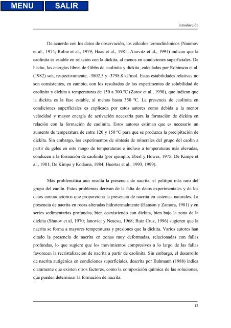 transformaciones hidrotermales de la caolinita - Biblioteca de la ...