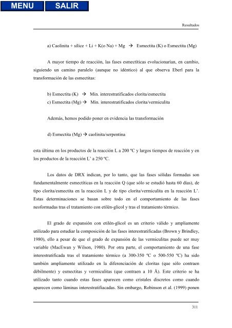 transformaciones hidrotermales de la caolinita - Biblioteca de la ...