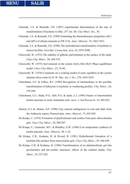 transformaciones hidrotermales de la caolinita - Biblioteca de la ...