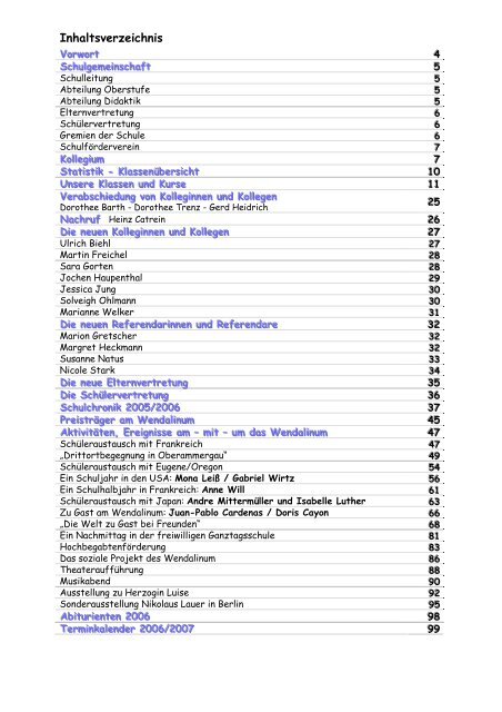 Jahresheft 2006 - Gymnasium Wendalinum (pdf-Datei, 409KB)