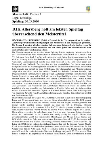 Saisonauftakt für Allersberger Volleyballer - DJK-Allersberg eV