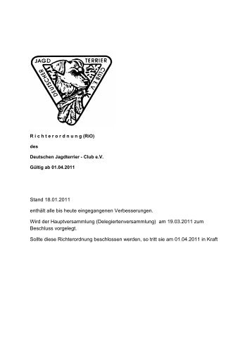 Stand 18.01.2011 enthält alle bis heute eingegangenen ...