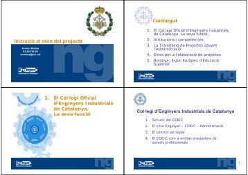 Iniciació al món del projecte - Enginyers Industrials de Catalunya