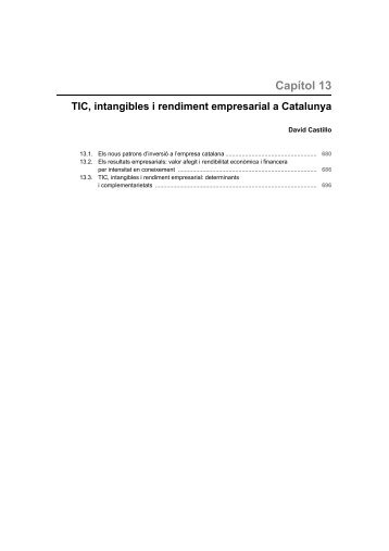 Capítol 13 1 TIC, intangibles i rendiment empresarial a Catalunya