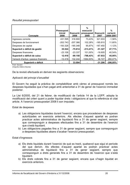 Informe 3/2009 - Tribunal de Comptes