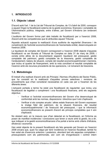 Informe 3/2009 - Tribunal de Comptes