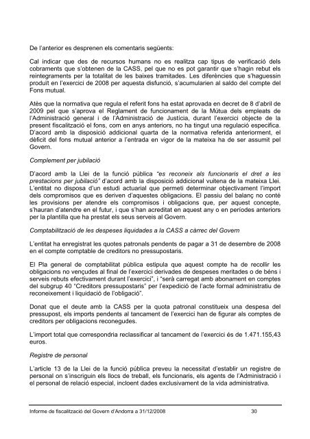 Informe 3/2009 - Tribunal de Comptes