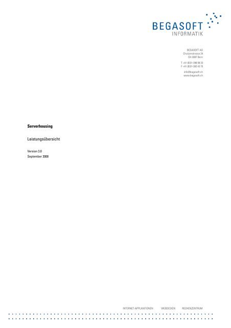 Serverhousing Leistungsübersicht - BEGASOFT AG