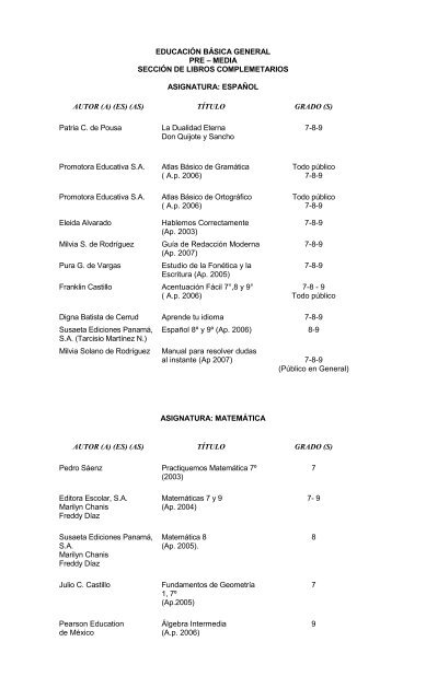 REPÚBLICA DE PANAMÁ MINISTERIO DE EDUCACIÓN Resuelto ...