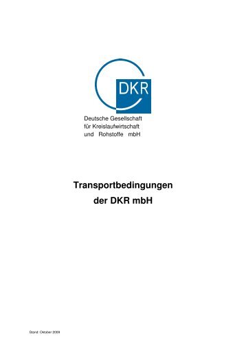 Transportbedingungen der DKR mbH