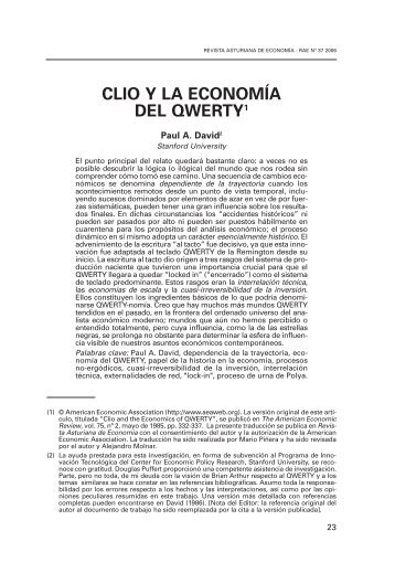 Clio y la economía del QWERTY - Revista Asturiana de Economia