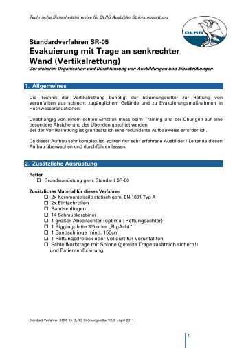 Standardverfahren SR 05 Vertikalrettung V2.30 - DLRG