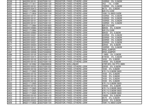 Service parts list - dlze