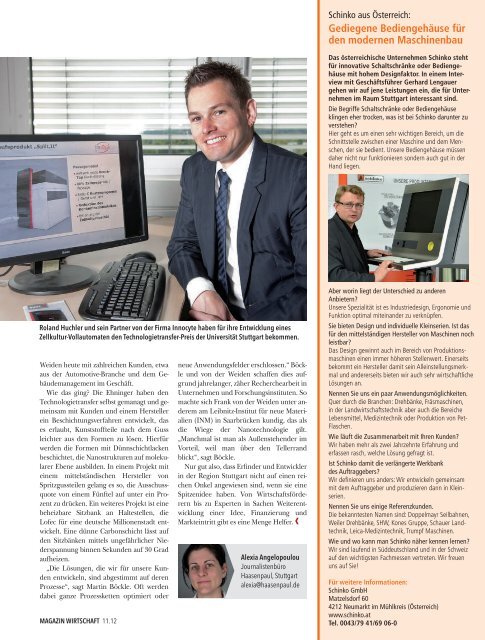 Magazin Wirtschaft 11.12 - DMT produktentwicklung AG