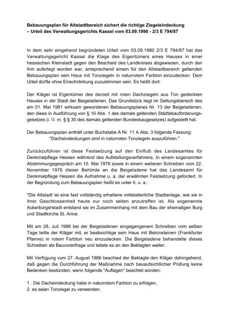 Urteil des Verwaltungsgerichts Kassel vom 03.09.199