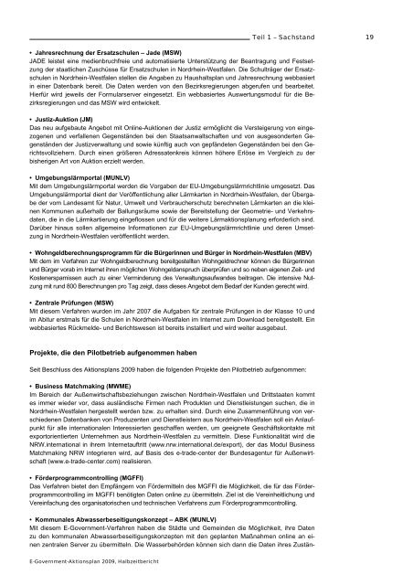 E-Government-Aktionsplan 2009, Halbzeitbericht - d-NRW