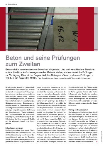 Beton und seine Prüfungen zum Zweiten - IMP Bautest AG