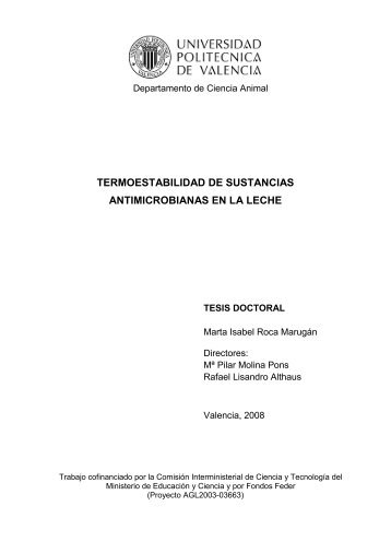 termoestabilidad de sustancias antimicrobianas en la leche - RiuNet