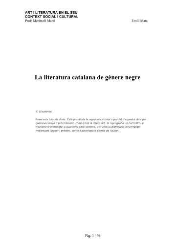 La literatura catalana de gènere negre